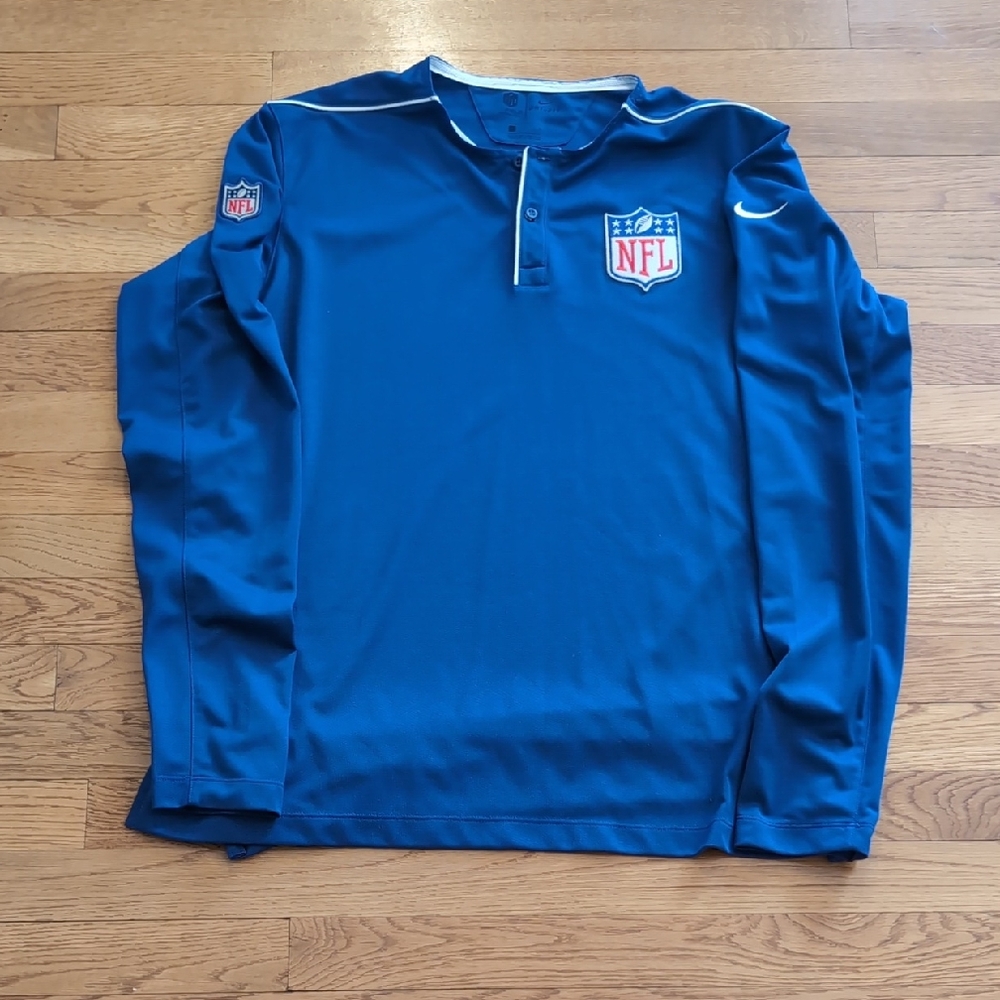 NFL Men's Long Sleeve Blue Logo Henley